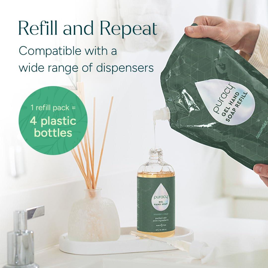 image:imagePuracy Foaming Hand Soap Refill PlantPowered Natural Hand Soap As Seen on TikTok NonToxic SulfateFree Liquid Soap Moisturizing Foam Handwash Liquid Lavender amp Vanilla 48 fl ozCucumber Mint