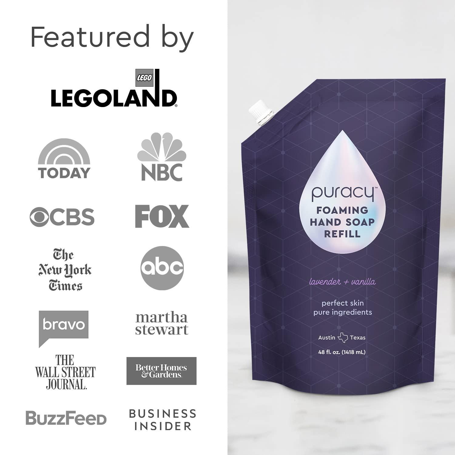 image:imagePuracy Foaming Hand Soap Refill PlantPowered Natural Hand Soap As Seen on TikTok NonToxic SulfateFree Liquid Soap Moisturizing Foam Handwash Liquid Lavender amp Vanilla 48 fl ozLavender Vanilla