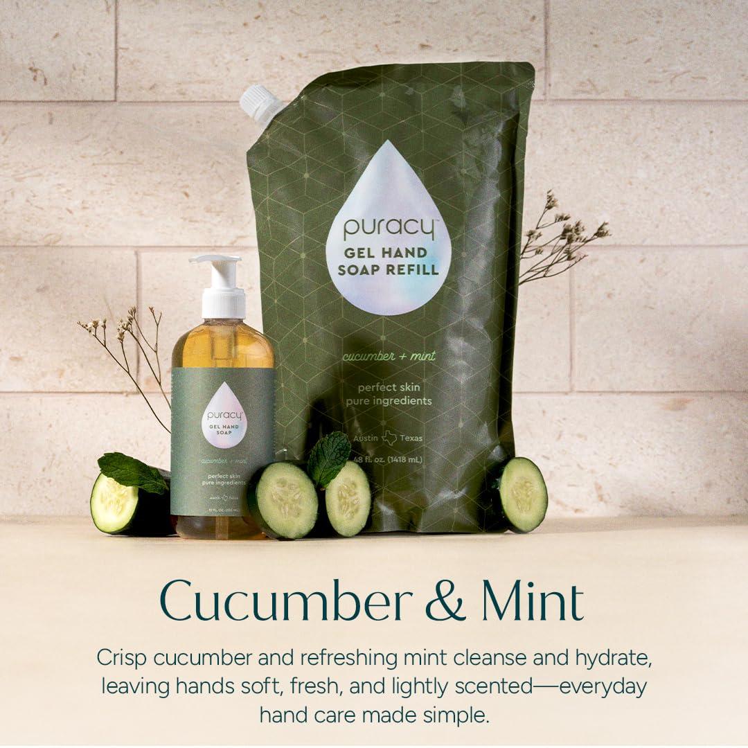 image:imagePuracy Foaming Hand Soap Refill PlantPowered Natural Hand Soap As Seen on TikTok NonToxic SulfateFree Liquid Soap Moisturizing Foam Handwash Liquid Lavender amp Vanilla 48 fl ozCucumber Mint