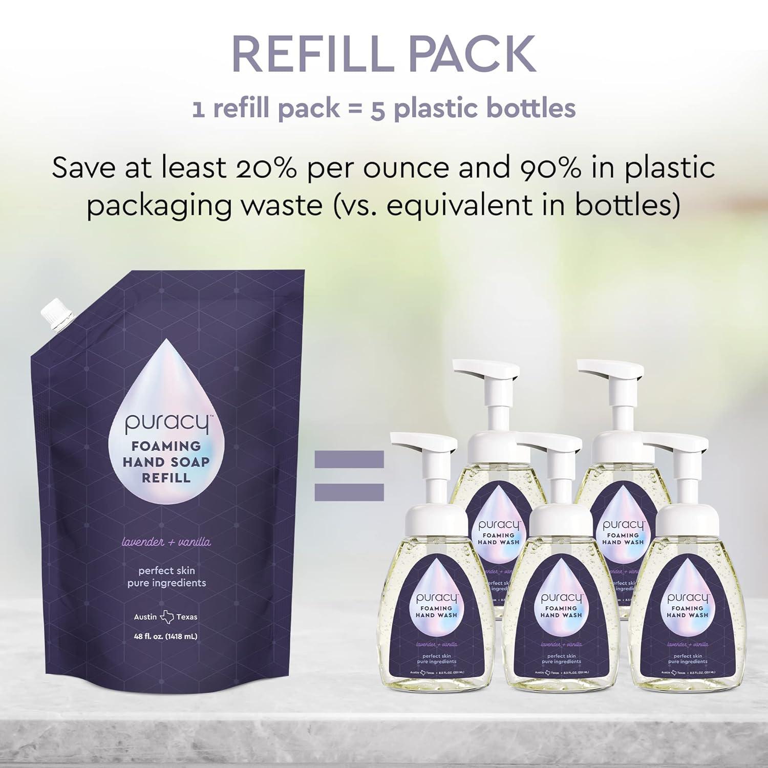 image:imagePuracy Foaming Hand Soap Refill PlantPowered Natural Hand Soap As Seen on TikTok NonToxic SulfateFree Liquid Soap Moisturizing Foam Handwash Liquid Lavender amp Vanilla 48 fl ozLavender Vanilla