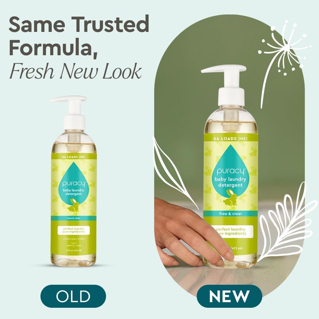 image:imagePuracy Laundry Detergent Refill EnzymePowered Liquid Laundry Detergent Concentrate Natural Laundry Detergent Seen on TikTok NonToxic Fresh Linen 48 fl oz 192 LoadsBabyFree Clear
