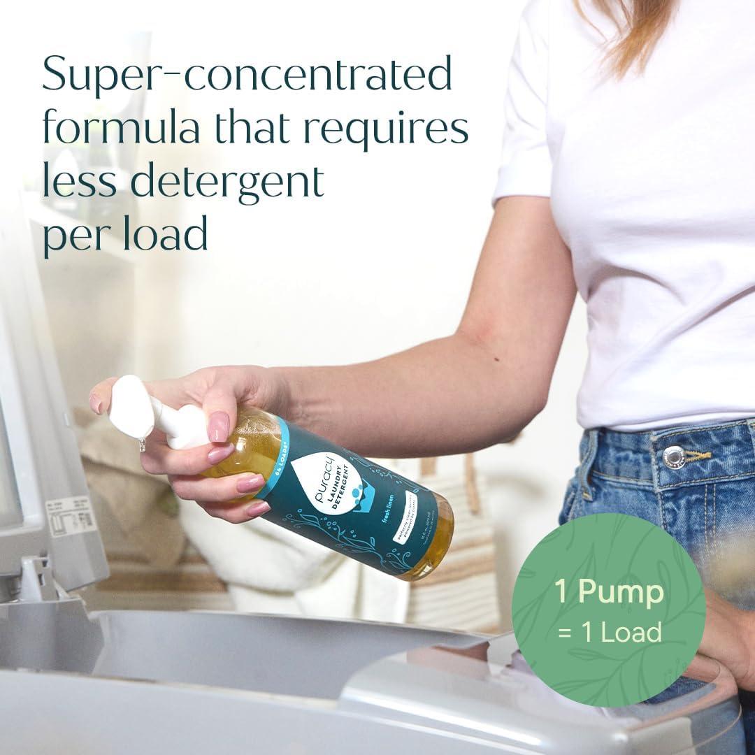 image:imagePuracy Laundry Detergent Refill EnzymePowered Liquid Laundry Detergent Concentrate Natural Laundry Detergent Seen on TikTok NonToxic Fresh Linen 48 fl oz 192 LoadsFresh Linen