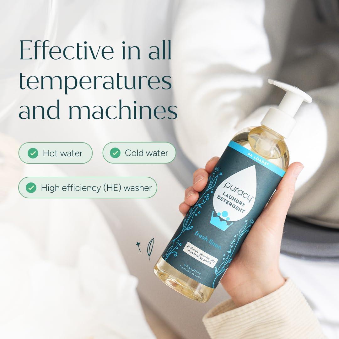 image:imagePuracy Laundry Detergent Refill EnzymePowered Liquid Laundry Detergent Concentrate Natural Laundry Detergent Seen on TikTok NonToxic Fresh Linen 48 fl oz 192 LoadsFresh Linen