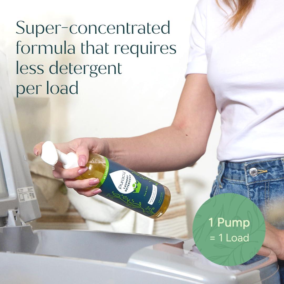 image:imagePuracy Laundry Detergent Refill EnzymePowered Liquid Laundry Detergent Concentrate Natural Laundry Detergent Seen on TikTok NonToxic Fresh Linen 48 fl oz 192 LoadsFree Clear