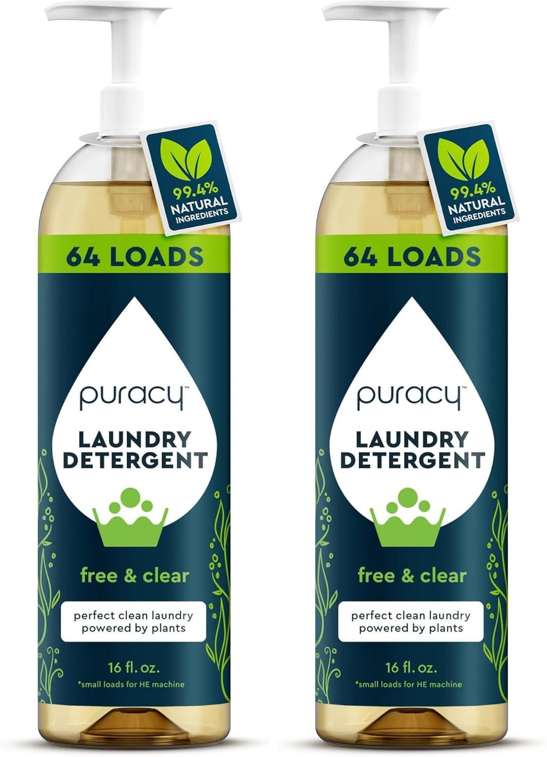 image:imagePuracy Laundry Detergent Refill EnzymePowered Liquid Laundry Detergent Concentrate Natural Laundry Detergent Seen on TikTok NonToxic Fresh Linen 48 fl oz 192 LoadsFree Clear