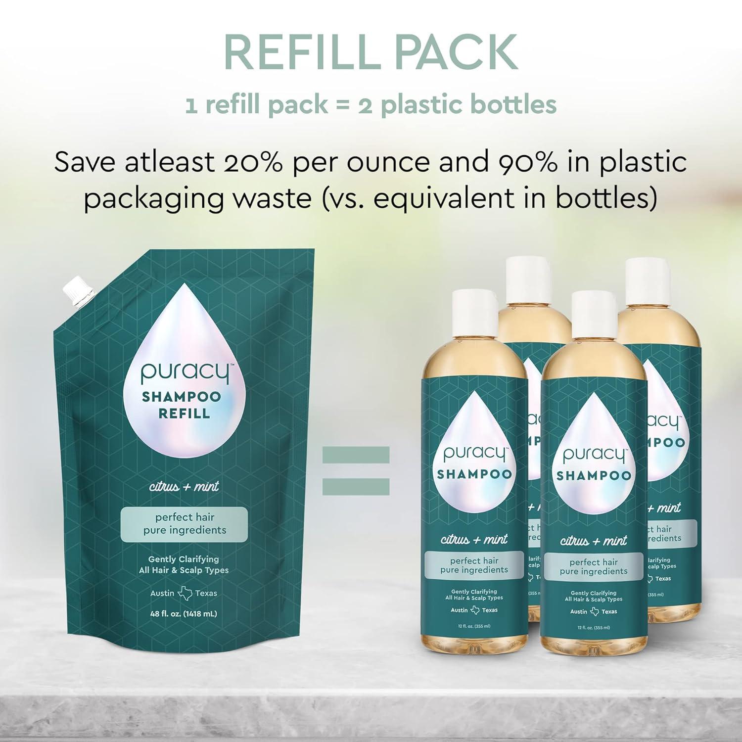 image:imagePuracy Natural Shampoo Refill 48 Fl Oz Hair Stays Cleaner Longer with LexFeel N5 ColorSafe SulfateFree48 Fl Oz Pack of 1