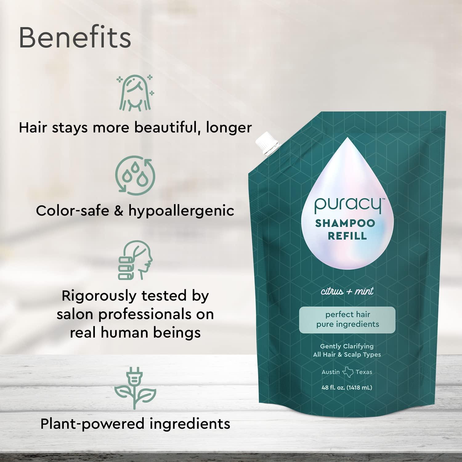 image:imagePuracy Natural Shampoo Refill 48 Fl Oz Hair Stays Cleaner Longer with LexFeel N5 ColorSafe SulfateFree48 Fl Oz Pack of 1
