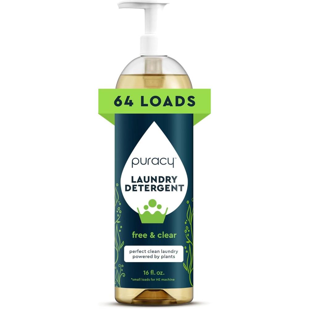 image:imagePuracy Laundry Detergent Refill EnzymePowered Liquid Laundry Detergent Concentrate Natural Laundry Detergent Seen on TikTok NonToxic Fresh Linen 48 fl oz 192 LoadsFree Clear
