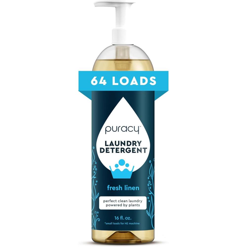 image:imagePuracy Laundry Detergent Refill EnzymePowered Liquid Laundry Detergent Concentrate Natural Laundry Detergent Seen on TikTok NonToxic Fresh Linen 48 fl oz 192 LoadsFresh Linen