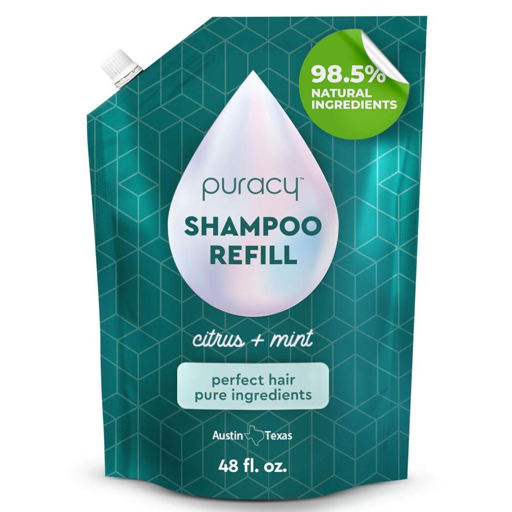 image:imagePuracy Natural Shampoo Refill 48 Fl Oz Hair Stays Cleaner Longer with LexFeel N5 ColorSafe SulfateFree48 Fl Oz Pack of 1