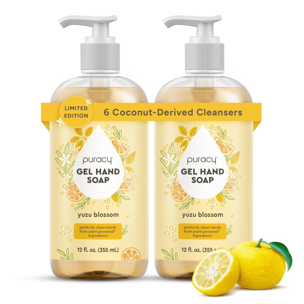 image:imagePuracy Organic Hand Soap Professional Hand Washers Weve All Become Moisturizing Natural Gel Hand Wash Soap Liquid Hand Soap Refills for Soft Skin Refill Lavender amp Vanilla 48 OunceGel  Yuzu Blossom