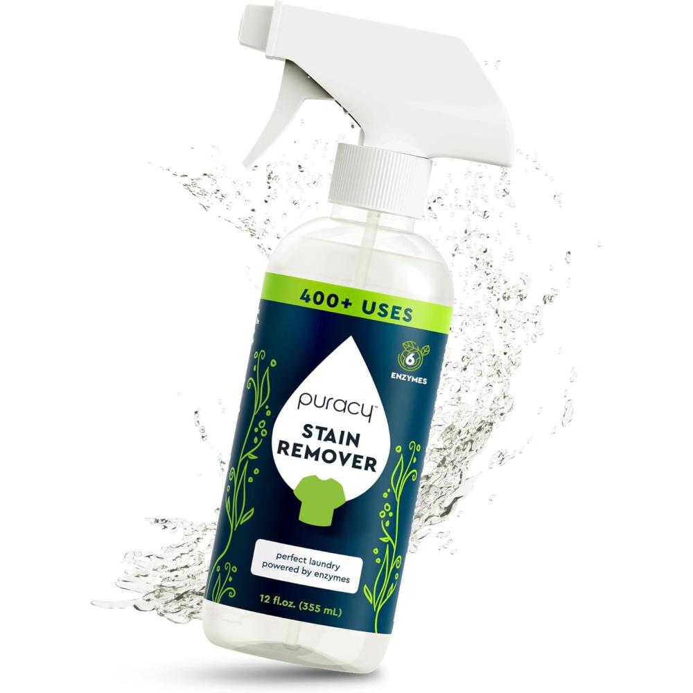 image:imagePuracy Stain Remover Travel and Laundry Stain Cleaner for Clothes Baby Essentials Kids Stains Oil and Fabric Spot Cleaner Stain Remover Spray 4 fl ozStain Remover Spray  12 fl oz