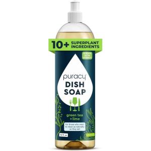 Puracy Natural Dish Soap Refill – Skin-Softening Plant-Based Liquid Dishwashing Detergent Soap, Clean-Rinsing Water-Sheeting Formula (Organic Lemongrass, 48 fl oz)(Green Tea & Lime)