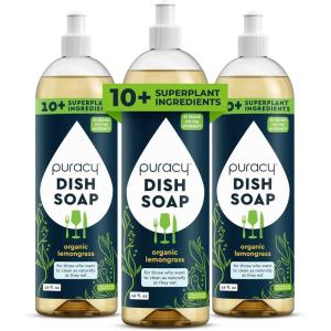 Puracy Natural Dish Soap Refill – Skin-Softening Plant-Based Liquid Dishwashing Detergent Soap, Clean-Rinsing Water-Sheeting Formula (Organic Lemongrass, 48 fl oz)(Lemongrass)