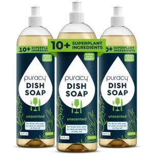 Puracy Natural Dish Soap Refill – Skin-Softening Plant-Based Liquid Dishwashing Detergent Soap, Clean-Rinsing Water-Sheeting Formula (Organic Lemongrass, 48 fl oz)(Free & Clear)