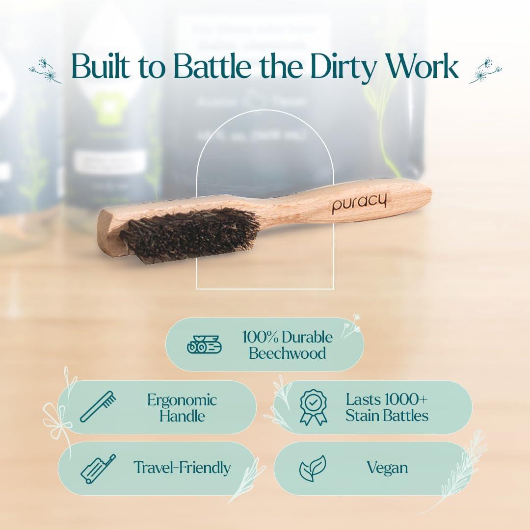 image:imagePuracy Laundry Stain Remover Brush for Tough Deep and Aged Clothing Stains with Vegan Bristles for Safe and Effective Stain and Odor Elimination
