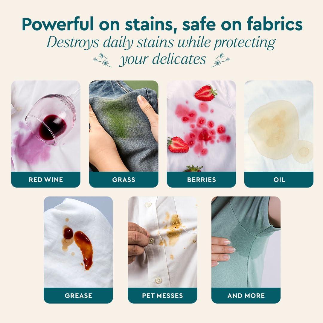image:imagePuracy Stain Remover with Laundry Brush Natural Spot Cleaner Spray for Clothes and Laundry Travel and Oil Stain Removal 12oz