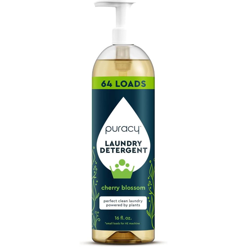 image:imagePuracy Laundry Detergent EnzymePowered Liquid Laundry Detergent Concentrate Natural LaundryDetergent Seen on TikTok NonToxic Cherry Blossom 16 fl oz 64 Loads