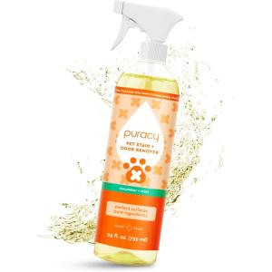 Puracy Pet Stain and Odor Remover – Enzyme Cleaner for Dog & Cat Urine and Poop on Carpet, Professional Pet Carpet Stain Remover, Cucumber & Mint, 25oz(25 Fl Oz (1 Pack))