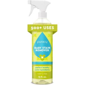 Puracy Stain Remover for Baby Clothes and Cloth Diapers, Newborn Baby Essentials Must Haves, Enzyme-Based Laundry Spray, Natural Spot and Odor Cleaner, 16 Oz(Baby Stain Remover  16oz)
