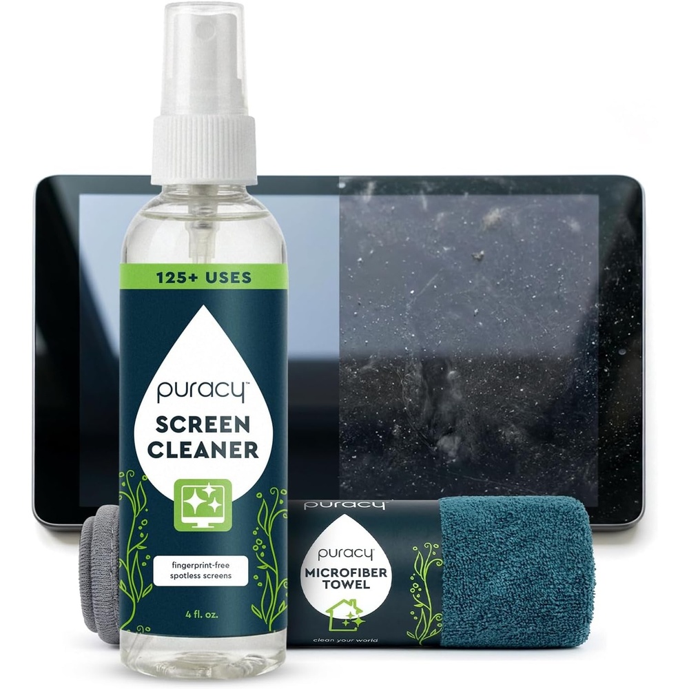 image:imagePuracy Screen Cleaner with Microfiber Cloth  All Purpose Phone Laptop Computer TV Screen Cleaner for Smart TV StreakFree and FingerprintFree 4 oz Free amp ClearUnscented
